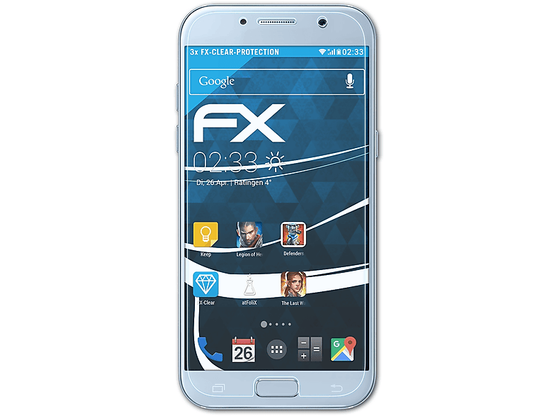 A5 Front) 3x (2017) Displayschutz(für Galaxy Samsung ATFOLIX FX-Clear