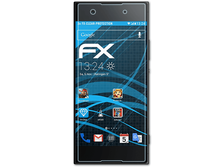 FX-Clear Sony ATFOLIX Xperia XA1) Displayschutz(für 3x