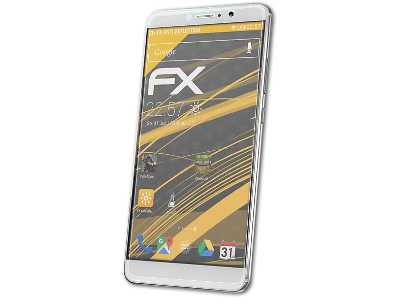 ATFOLIX 3x Huawei FX-Antireflex 9 Displayschutz(für Mate Lite)