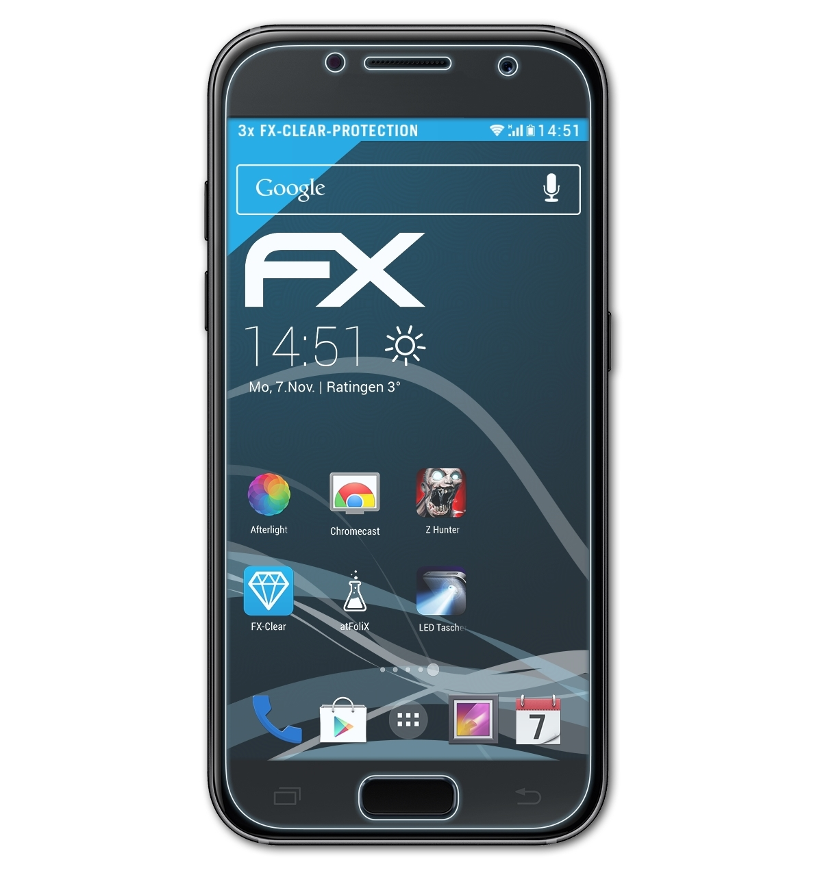 ATFOLIX 3x FX-Clear Displayschutz(für Samsung (2017) Front) Galaxy A3