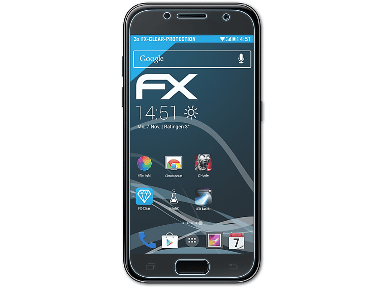 ATFOLIX 3x FX-Clear Displayschutz(für Samsung Galaxy A3 (2017) Front)