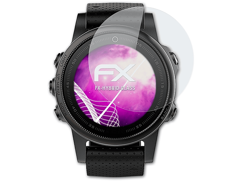ATFOLIX FX-Hybrid-Glass Schutzglas(für Garmin Fenix 5S (42 mm)) | Smartwatch Schutzfolien & Gläser