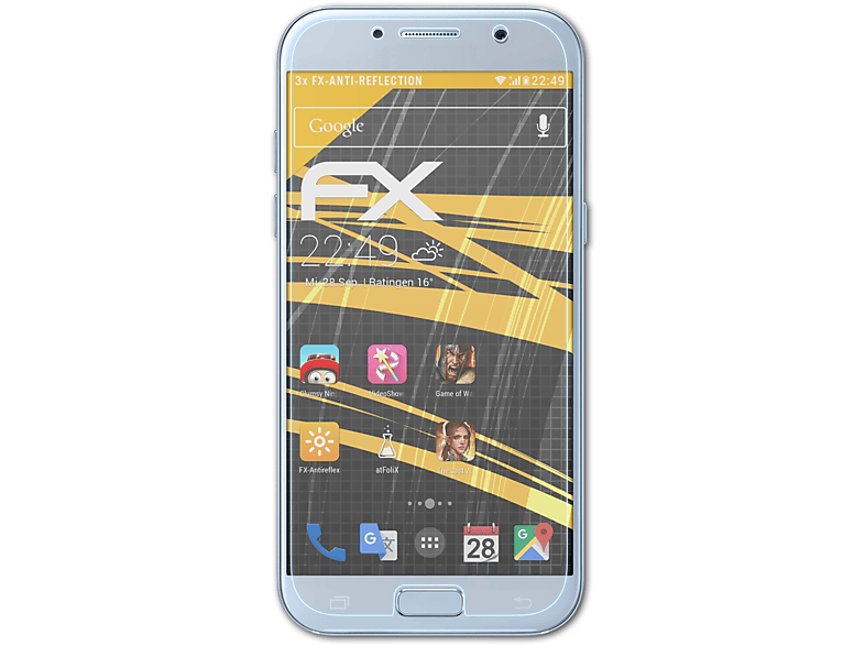 ATFOLIX 3x FX-Antireflex Displayschutz(für Samsung Galaxy A5 (2017) Front)