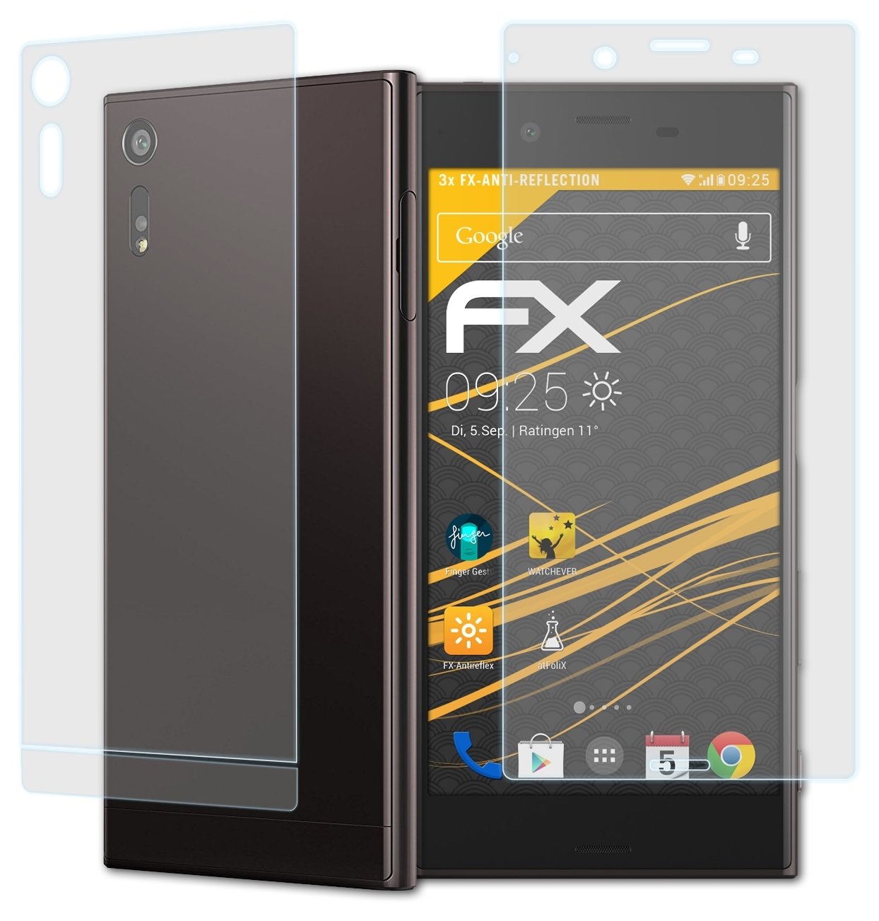 ATFOLIX 3x Sony FX-Antireflex Xperia Displayschutz(für XZ)