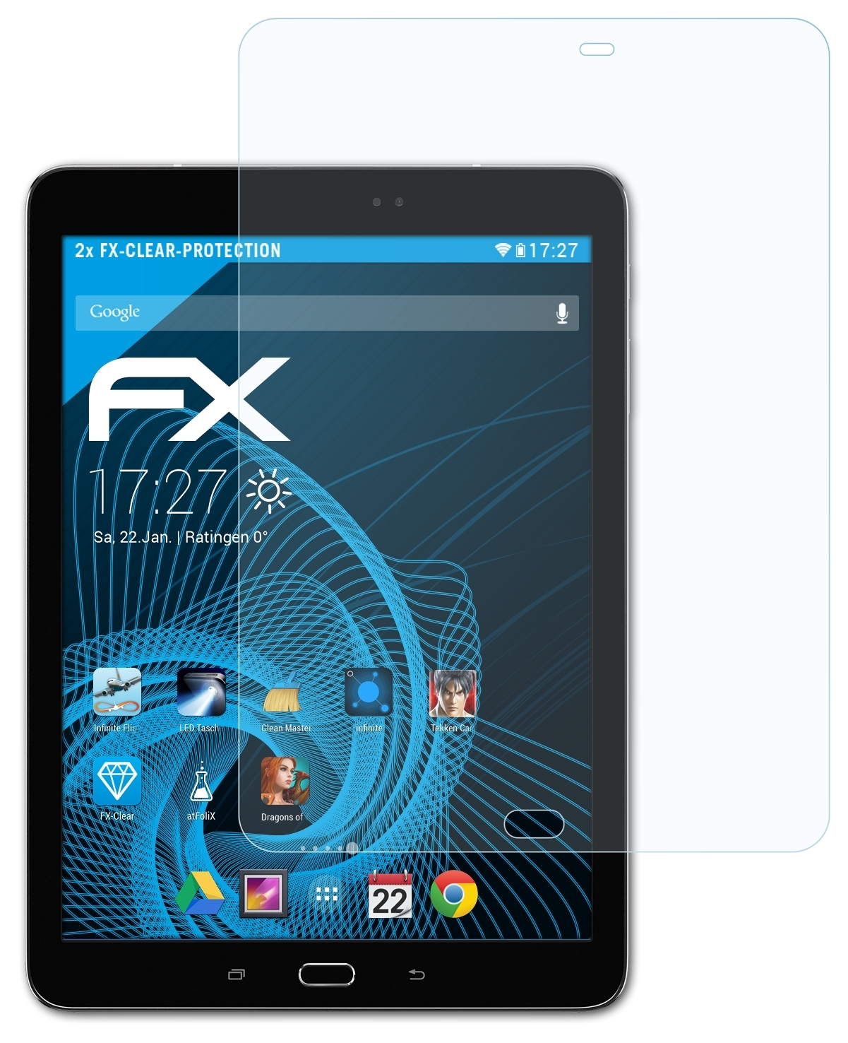 Tab S3 2x Galaxy Samsung FX-Clear Displayschutz(für ATFOLIX 9.7)