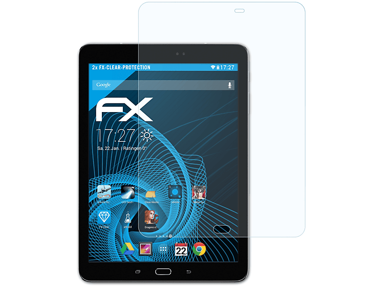 ATFOLIX 2x FX-Clear Displayschutz(für Samsung Galaxy Tab S3 9.7)
