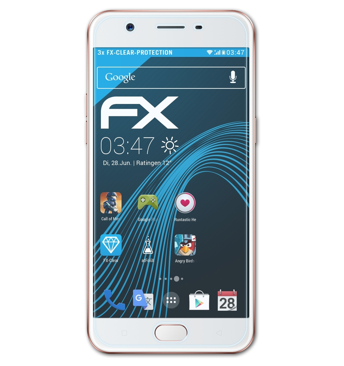 ATFOLIX 3x FX-Clear Displayschutz(für A57 Oppo (2016))