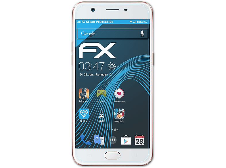 ATFOLIX 3x FX-Clear Displayschutz(für A57 Oppo (2016))