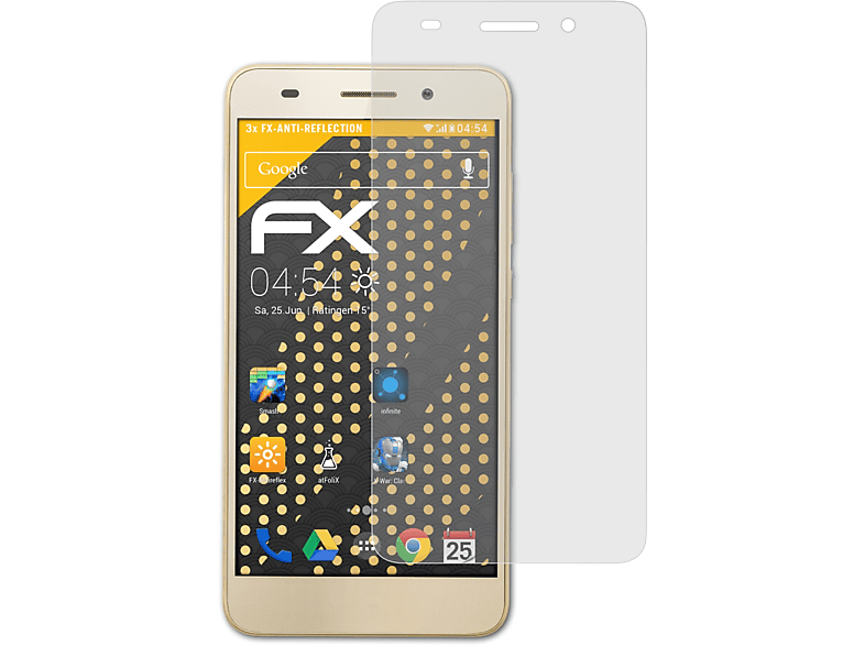 ATFOLIX 3x Huawei FX-Antireflex Y6 II) Displayschutz(für