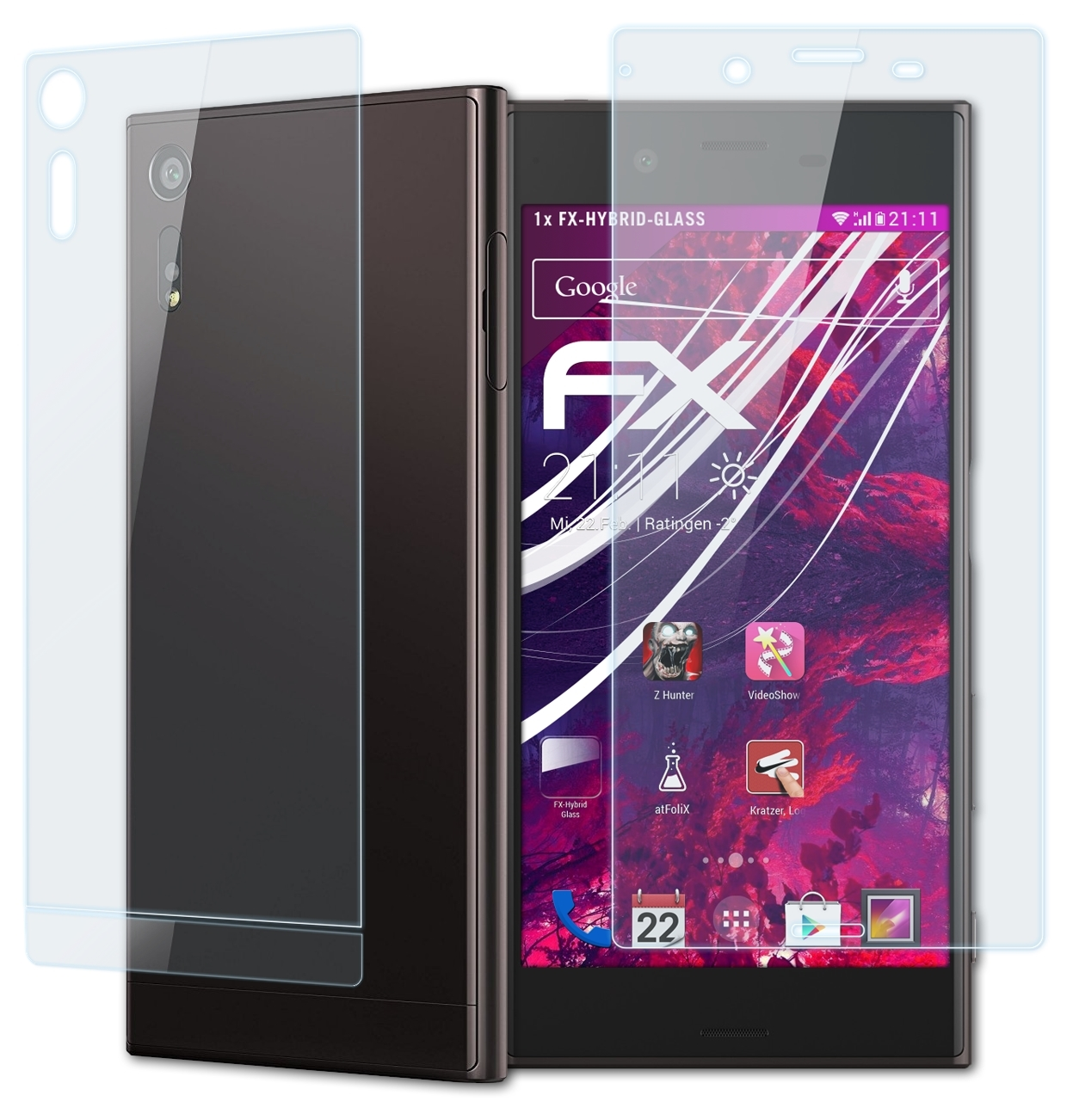 Sony XZ) FX-Hybrid-Glass Xperia ATFOLIX Schutzglas(für