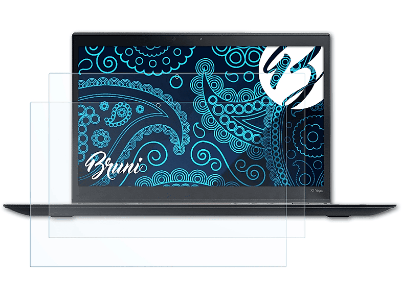 BRUNI 2x Basics-Clear Schutzfolie(für Lenovo ThinkPad X1 Yoga (2nd Gen. 2017))