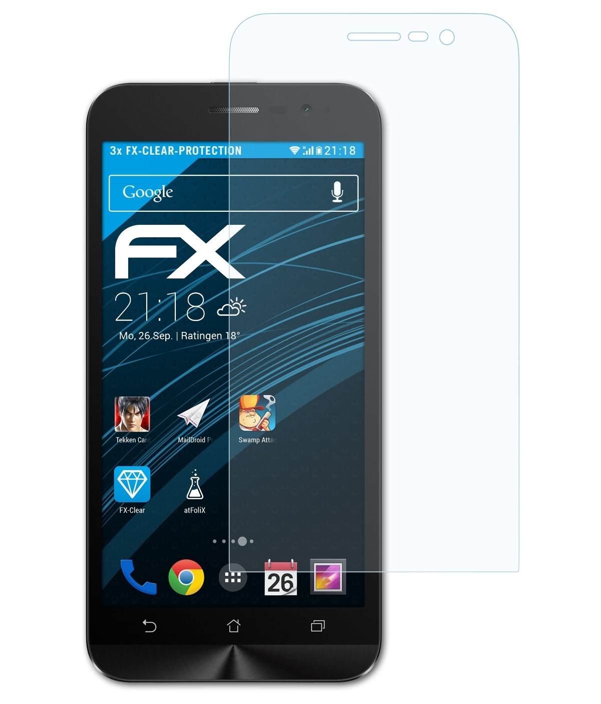 ATFOLIX 3x FX-Clear Displayschutz(für Asus Go ZenFone (ZB500KL))