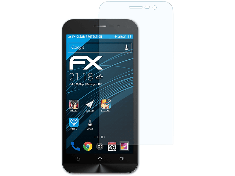 ATFOLIX 3x FX-Clear Displayschutz(für Asus ZenFone Go (ZB500KL))