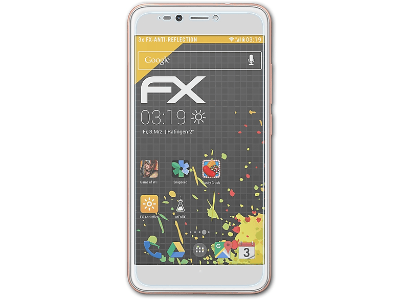 ATFOLIX 3x FX-Antireflex Displayschutz(für Wiko uPulse)