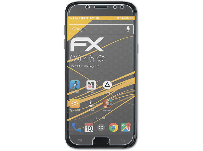 ATFOLIX 3x FX-Antireflex Displayschutz(für Samsung Galaxy J5 (2017))