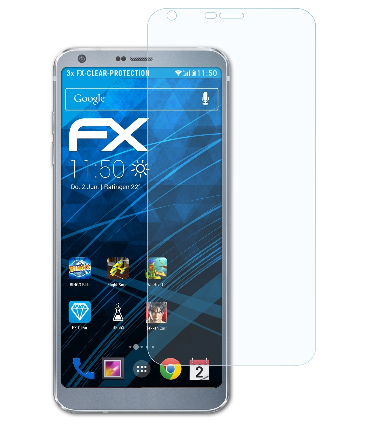 ATFOLIX 3x FX-Clear Displayschutz(für LG G6)