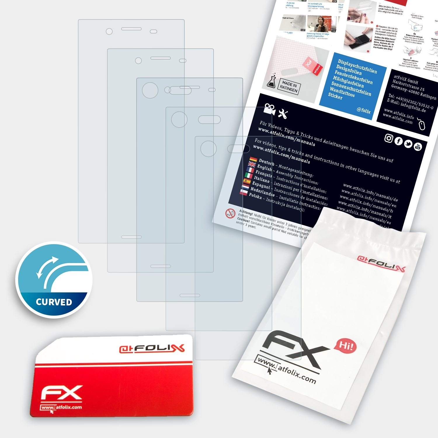 3x Xperia FX-ActiFleX Sony XZ ATFOLIX Premium) Displayschutz(für