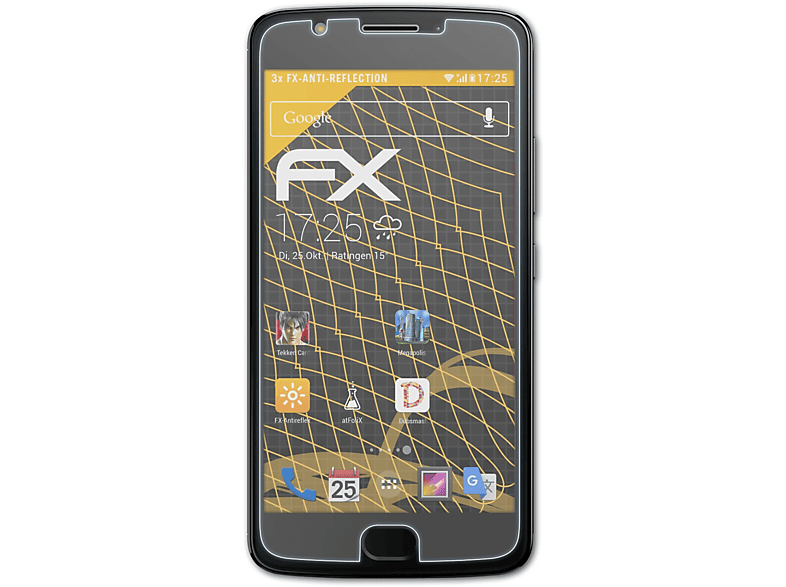 ATFOLIX 3x FX-Antireflex Displayschutz(für Lenovo Motorola Moto E4)