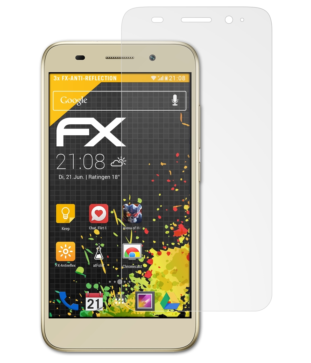 Y3 3x Displayschutz(für 2017) ATFOLIX FX-Antireflex Huawei