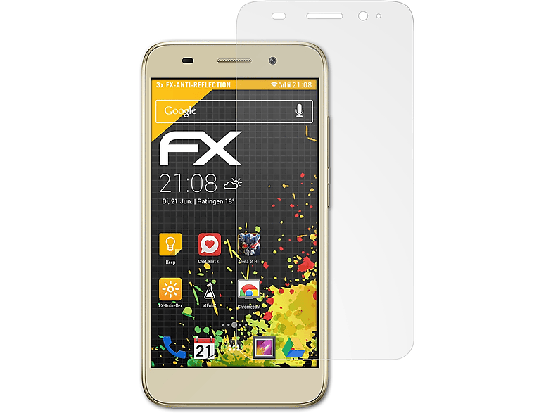 ATFOLIX 3x Y3 Displayschutz(für Huawei FX-Antireflex 2017)