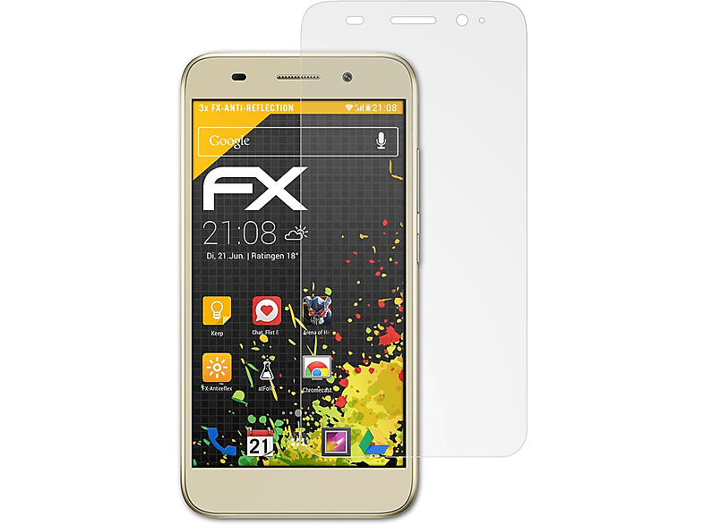 Y3 FX-Antireflex Huawei ATFOLIX Displayschutz(für 2017) 3x