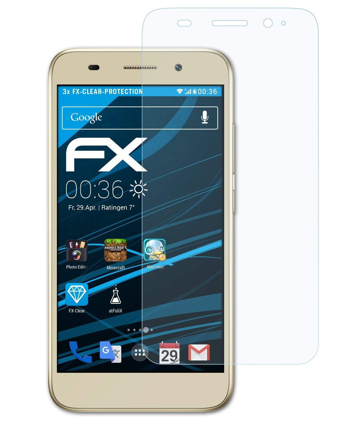 FX-Clear ATFOLIX Huawei Y3 Displayschutz(für 3x 2017)