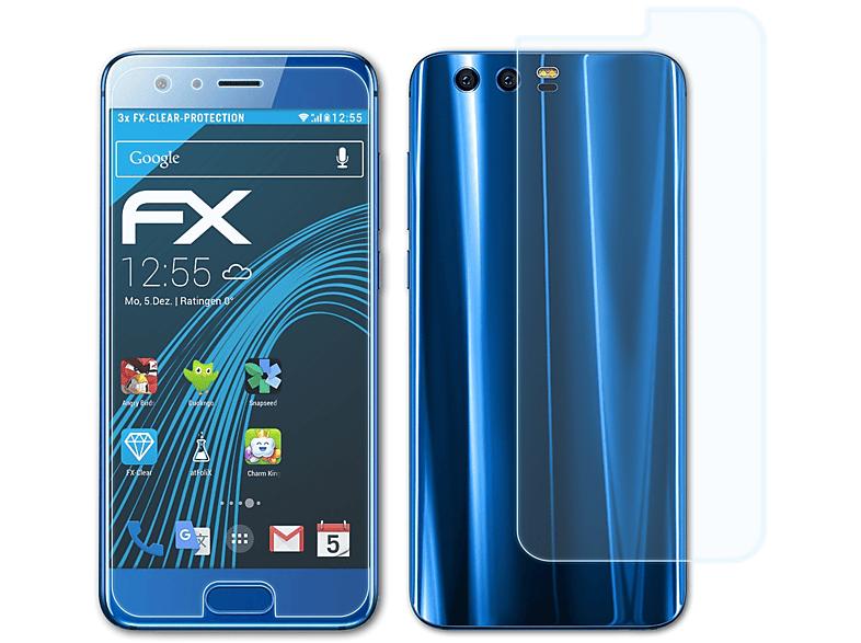 ATFOLIX 3x Huawei 9) Honor FX-Clear Displayschutz(für