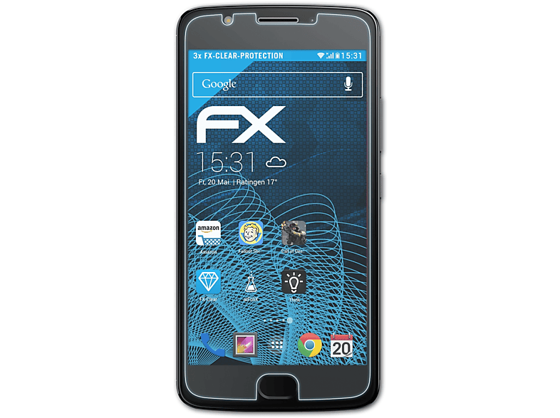 ATFOLIX 3x FX-Clear Displayschutz(für Lenovo Motorola Moto E4)