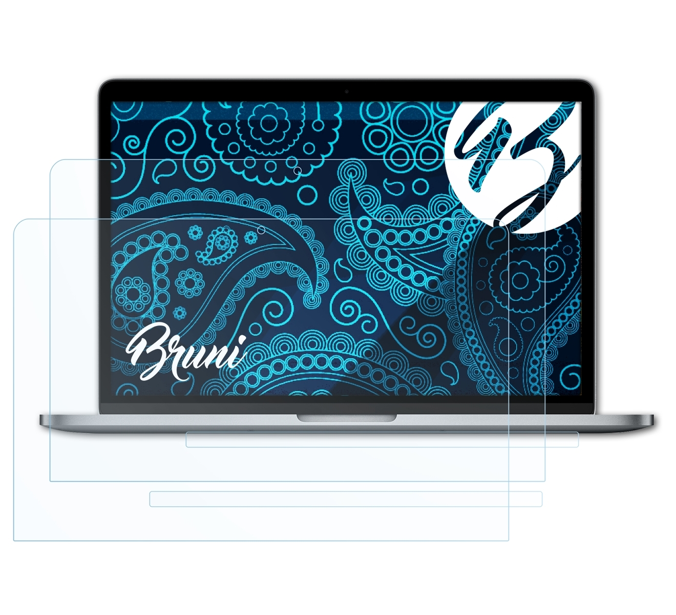 BRUNI 2x Basics-Clear Schutzfolie(für Apple inch 2017 Bar)) (incl. MacBook Pro Touch 13