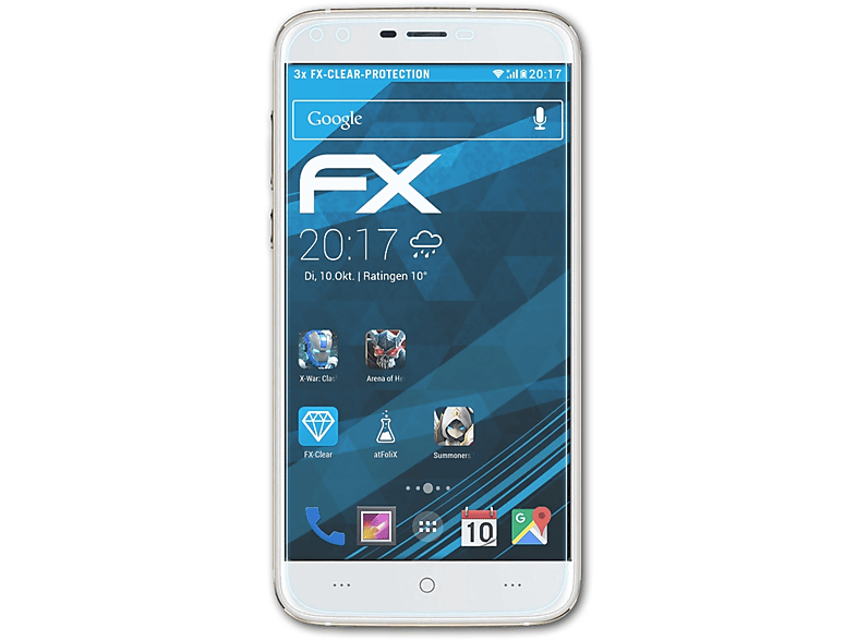 3x FX-Clear ATFOLIX X30) Doogee Displayschutz(für