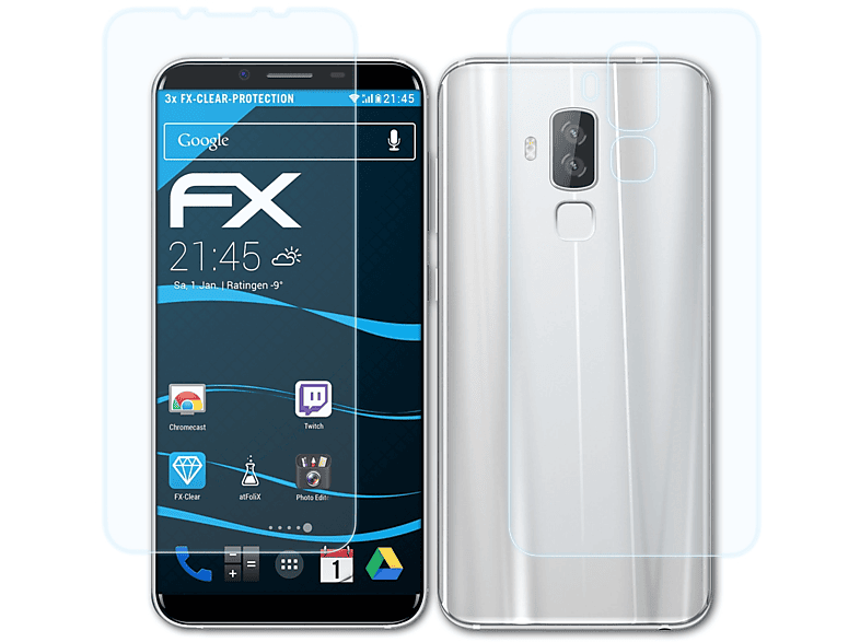 ATFOLIX 3x FX-Clear Displayschutz(für Homtom S8)