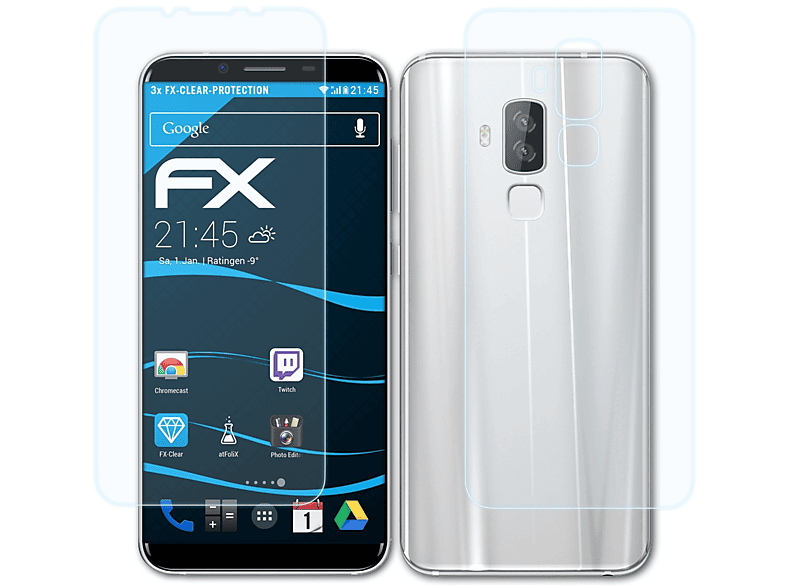 ATFOLIX 3x FX-Clear Homtom S8) Displayschutz(für