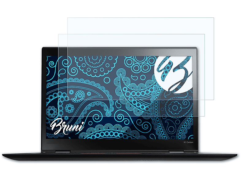 BRUNI 2x Basics-Clear Schutzfolie(für Lenovo ThinkPad X1 Carbon (3rd Gen. 2015))