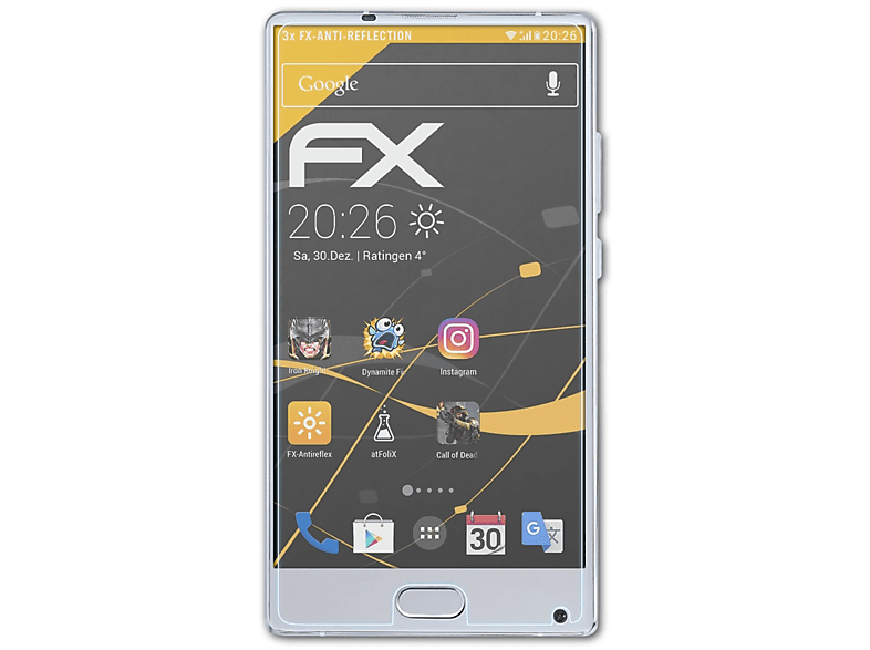 FX-Antireflex Silver) Mix Displayschutz(für 3x ATFOLIX Doogee