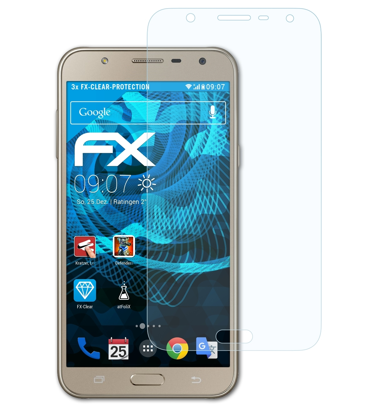 ATFOLIX 3x FX-Clear Displayschutz(für Samsung J7 Nxt) Galaxy