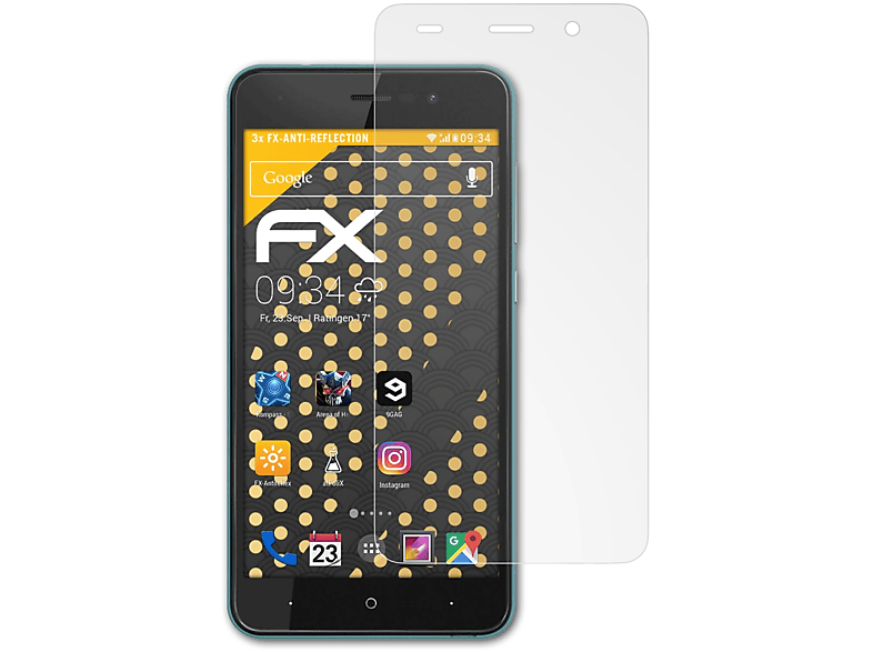 ATFOLIX 3x FX-Antireflex Displayschutz(für Wiko Lenny 4)