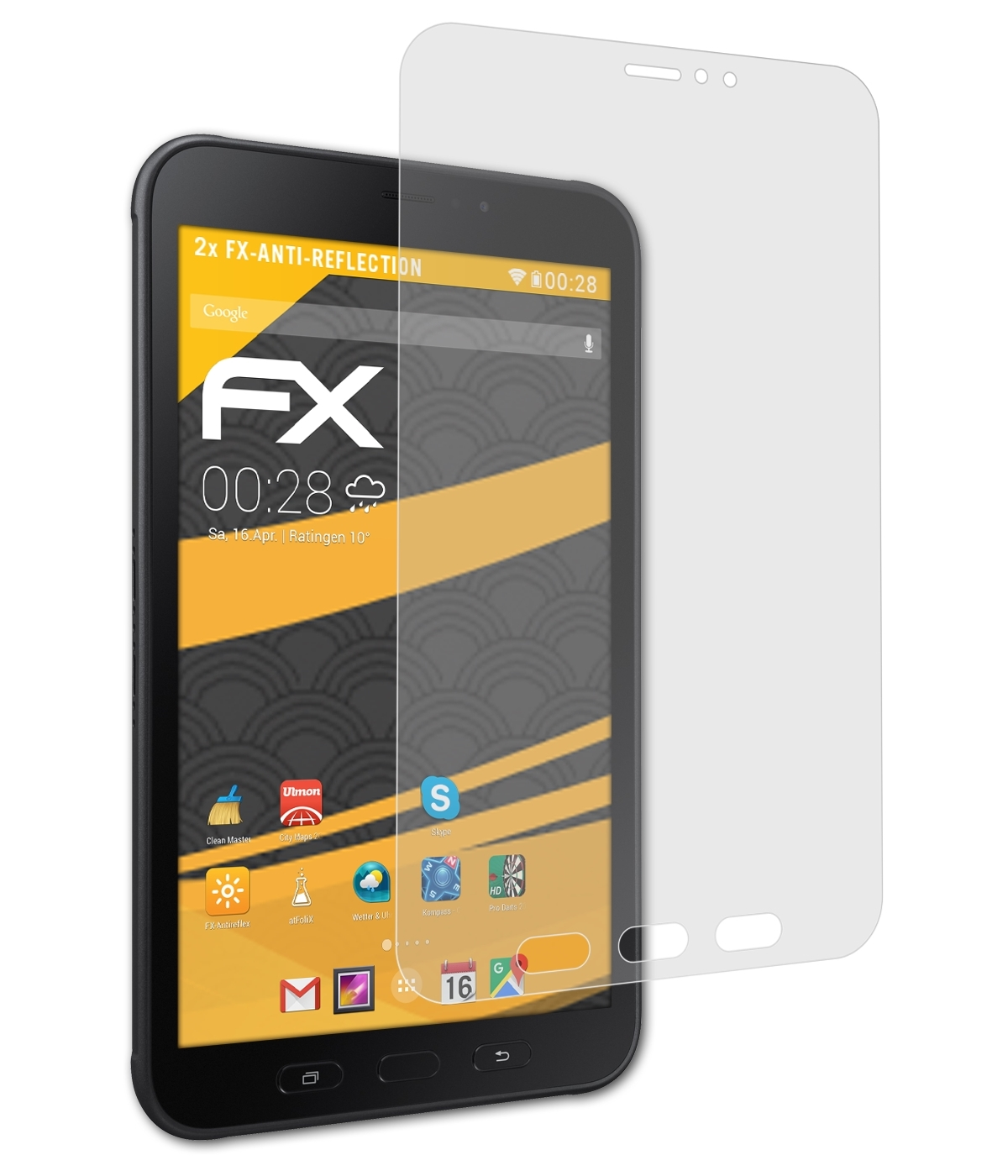 ATFOLIX 2x FX-Antireflex Displayschutz(für Samsung Active Tab Galaxy 2)