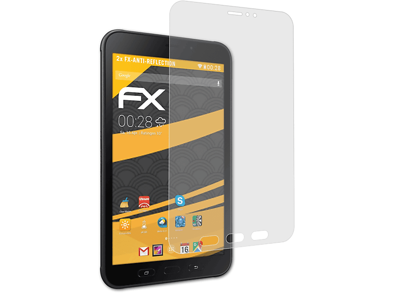 ATFOLIX 2x FX-Antireflex Displayschutz(für Samsung Active Tab Galaxy 2)