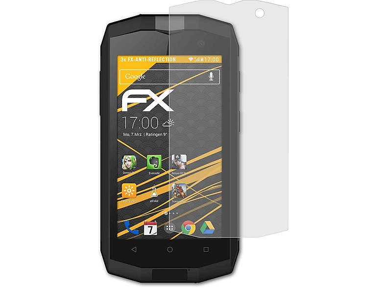 ATFOLIX 3x FX-Antireflex Displayschutz(für Crosscall Trekker M1)