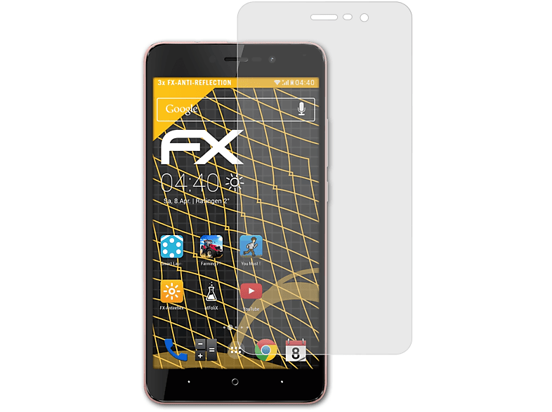 ATFOLIX 3x FX-Antireflex Displayschutz(für Wiko Lenny 4 Plus)