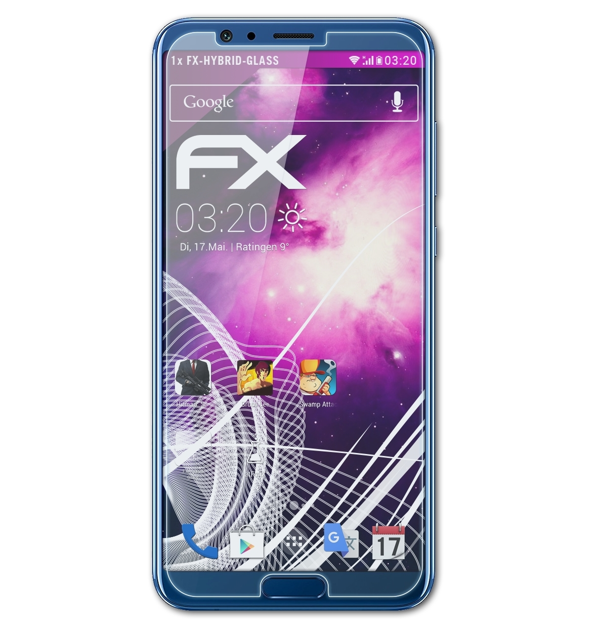 ATFOLIX FX-Hybrid-Glass Schutzglas(für Huawei V10) Honor