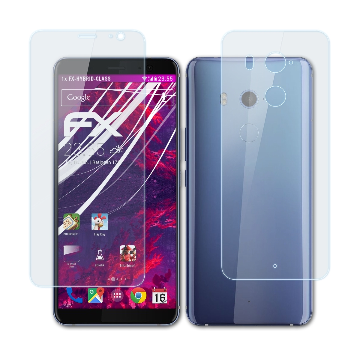 HTC ATFOLIX Schutzglas(für Plus) U11 FX-Hybrid-Glass