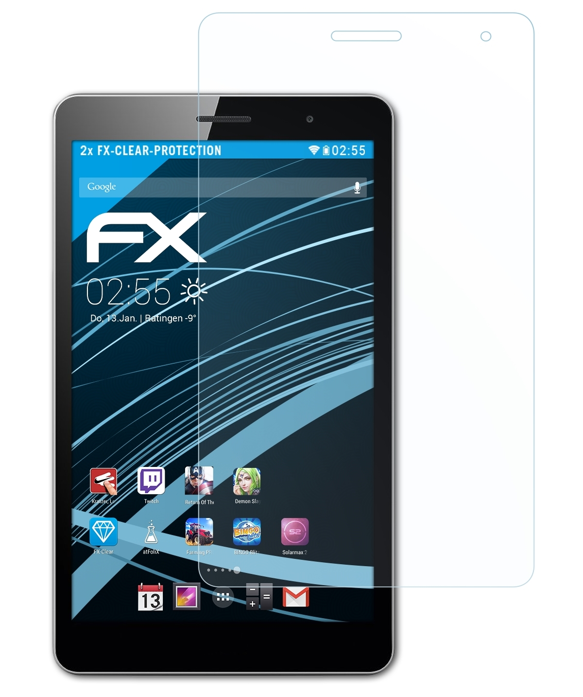 3G) MediaPad Displayschutz(für FX-Clear 2x ATFOLIX Huawei 7.0 T3
