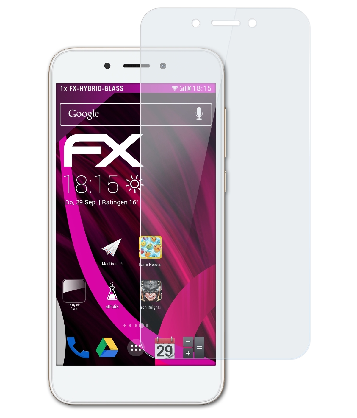 ATFOLIX FX-Hybrid-Glass Schutzglas(für Huawei 6A Pro) Honor