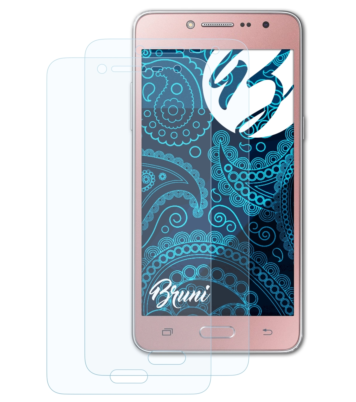 BRUNI 2x Basics-Clear Schutzfolie(für Grand Samsung Plus) Galaxy Prime