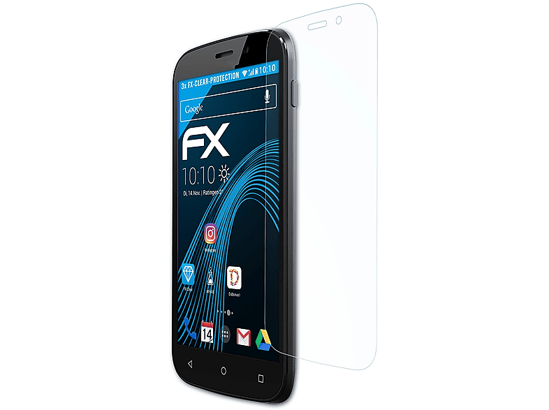ATFOLIX 3x FX-Clear Displayschutz(für Energizer Energy S500E)