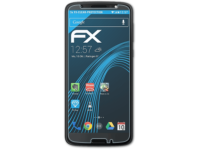 ATFOLIX 3x FX-Clear Displayschutz(für Lenovo Motorola Moto G6)