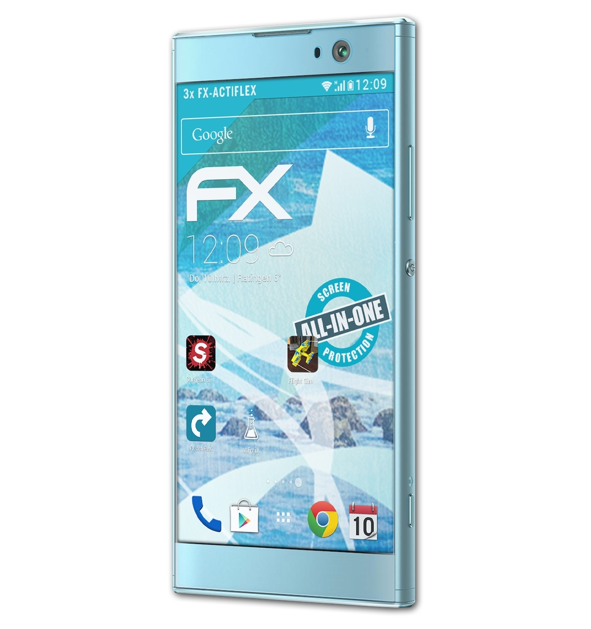 3x Sony Xperia ATFOLIX XA2) Displayschutz(für FX-ActiFleX