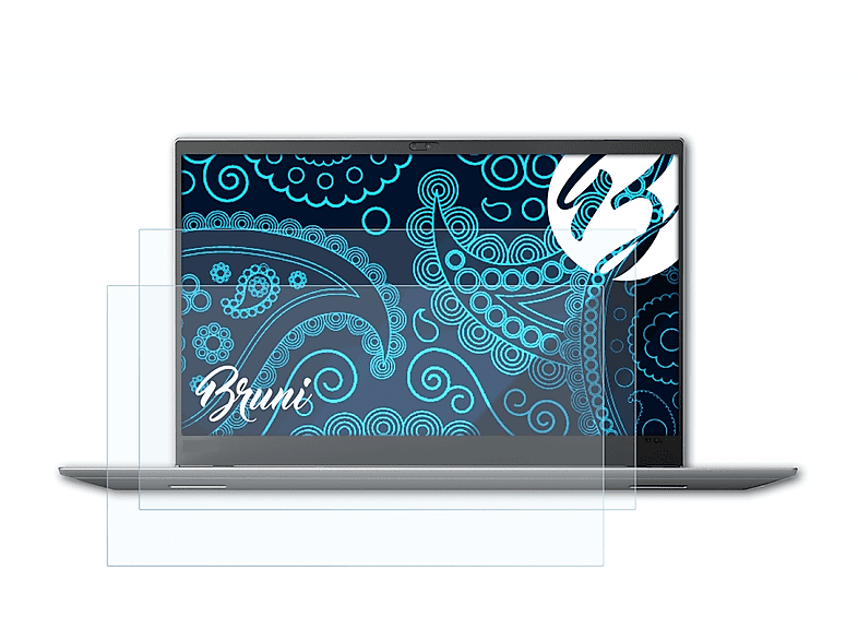 BRUNI 2x Basics-Clear Schutzfolie(für Lenovo ThinkPad X1 Carbon (6th Gen. 2018))