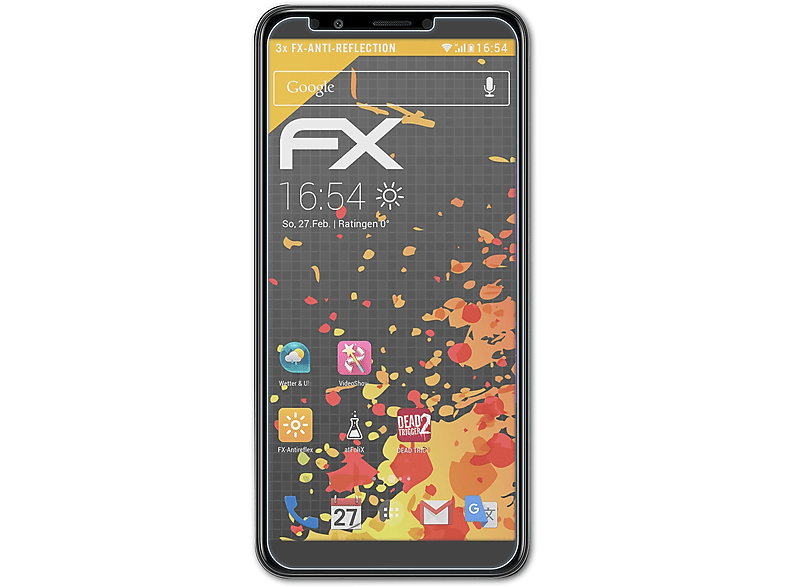 ATFOLIX 3x FX-Antireflex Displayschutz(für Huawei Y7 Prime 2018)